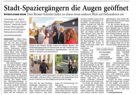 Delmenhorster Kurier, 12.11.2013 "Stadt-Spaziergängern die Augen geöffnet" © Wolfgang Bednarz, NWZ, Oldenburg