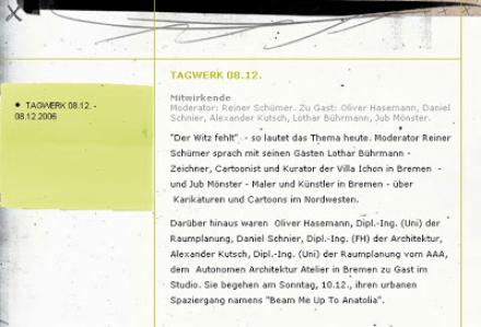 Das AAA zu Gast in der Live-Sendung Schwankungen.de | TAGWERK 08.12.2006